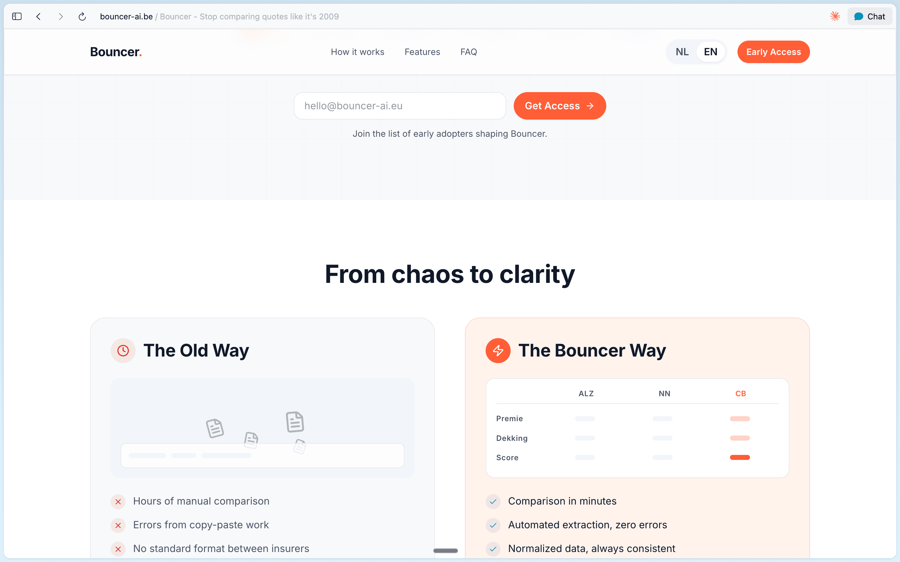Bouncer landing page detail