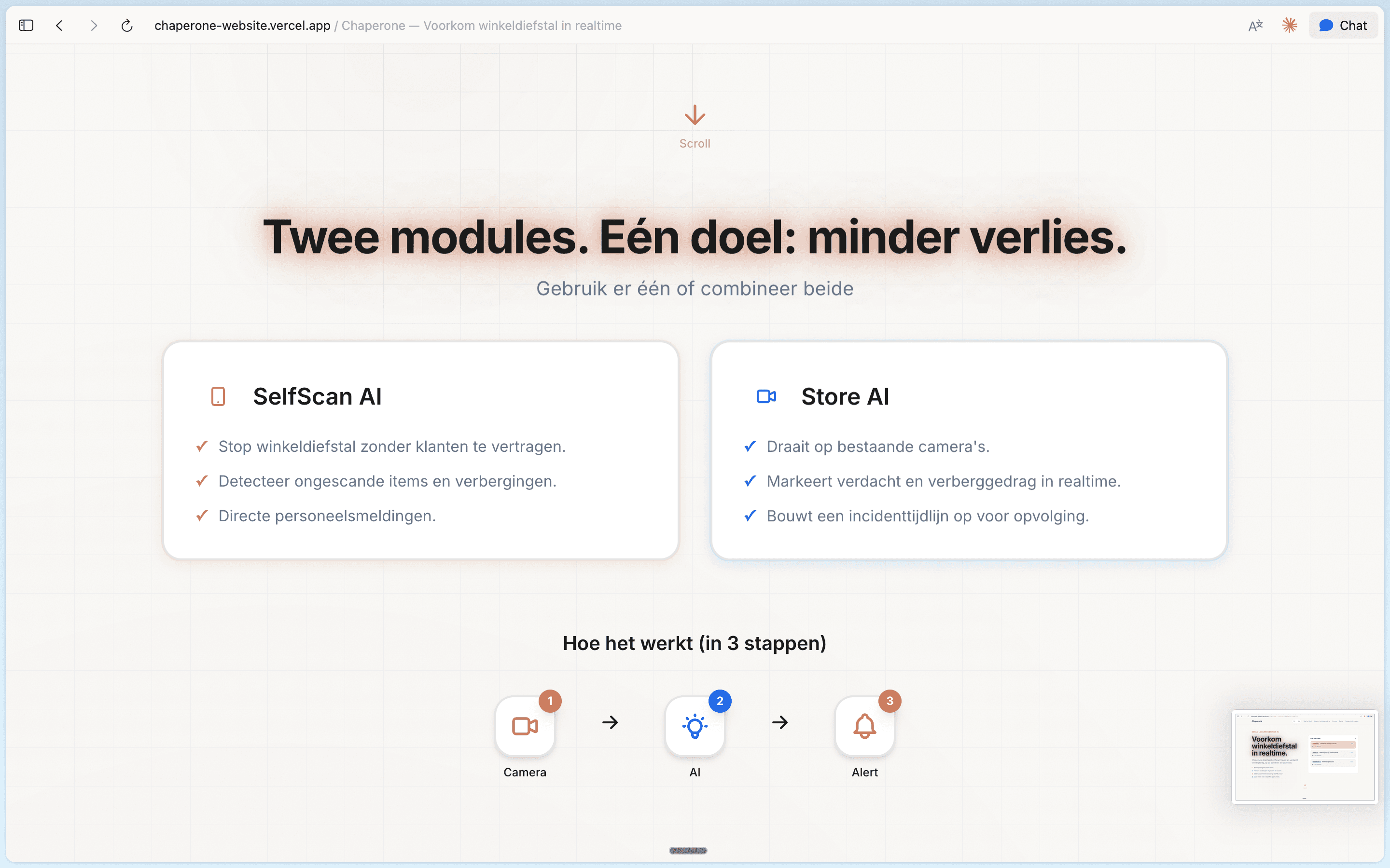 Chaperone landing page detail